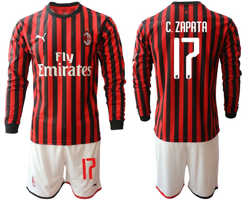 Men 2019-2020 club AC milan home long sleeve #17 red Soccer Jerseys->manchester city jersey->Soccer Club Jersey